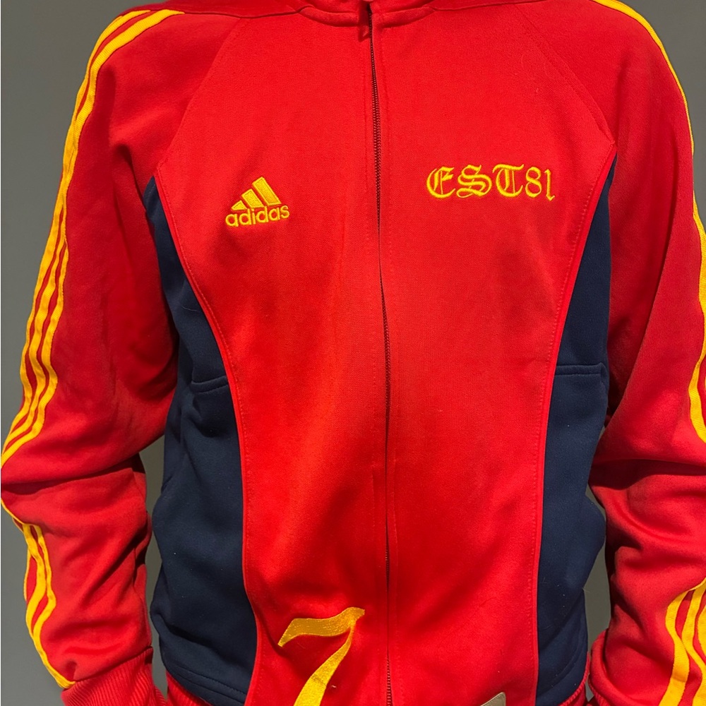 Adidas Vibrant Red Jacket 2010 World Cup Spain Zip Up Men Medium